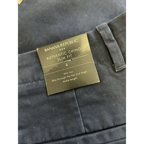$70 NWT Banana Republic Authentic Chino Slim Fit Mid Rise Blue Pants Size 4 - Picture 4 of 7